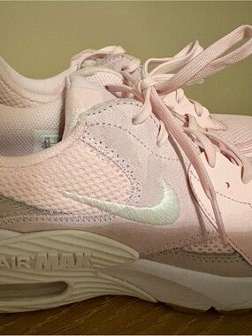 Nike Women's Pink Lace-Up Mesh Sneakers with White Swoosh